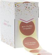 Cadeau stickers - 500 stuks - 500x sticker 'Met liefde verpakt' Roze 40mm - 40 mm - Stickers volwassenen - Sluitstickers - Sluitzegel - Ronde stickers op rol
