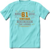 61 Jaar Legend T-Shirt | Goud - Zilver | Grappig Verjaardag Cadeau | Dames - Heren | - Licht Blauw - M