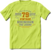 79 Jaar Legend T-Shirt | Goud - Zilver | Grappig Verjaardag Cadeau | Dames - Heren | - Groen - 3XL