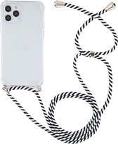 Apple iPhone 12 Hoesje - Mobigear - Lanyard Serie - TPU Hoesje met koord - Transparant / Zwart - Hoesje Geschikt Voor Apple iPhone 12