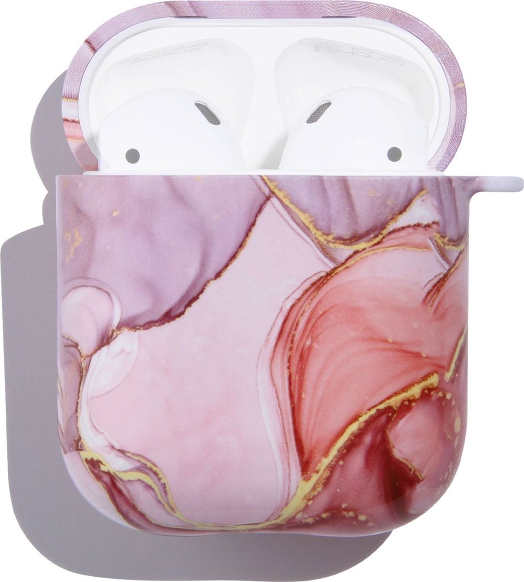 Mobigear Marble Hardcase Hoesje voor Apple AirPods 2 - Roze / Paars