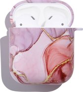 Apple AirPods 2 Hoesje - Mobigear - Marble Serie - Hard Kunststof Hoesje - Roze / Paars - Hoesje Geschikt Voor Apple AirPods 2