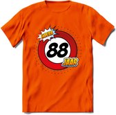 88 Jaar Hoera Verkeersbord T-Shirt | Grappig Verjaardag Cadeau | Dames - Heren | - Oranje - XXL