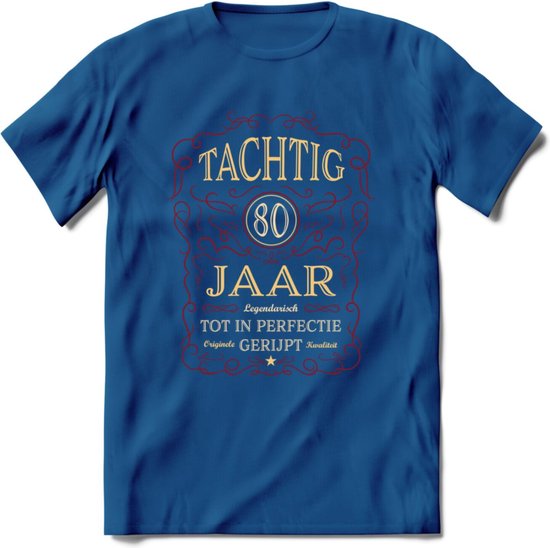 80 Jaar Legendarisch Gerijpt T-Shirt | Bordeauxrood - Ivoor | Grappig Verjaardag Cadeau | Dames - Heren | - Donker Blauw - 3XL