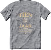 10 Jaar Legendarisch Gerijpt T-Shirt | Grijs - Ivoor | Grappig Verjaardag Cadeau | Dames - Heren | - Donker Grijs - Gemaleerd - M