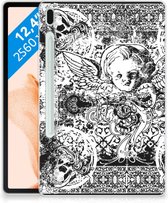 Tablettas Samsung Galaxy Tab S7FE Cover Skulls Angel met doorzichte zijkanten