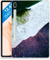 Tablet Case Geschikt voor Samsung Galaxy Tab S7FE Silicone Tablet Hoes Sea in Space met transparant zijkanten