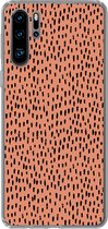 Geschikt voor Huawei P30 Pro hoesje - Stippen - Zwart - Oranje - Siliconen Telefoonhoesje
