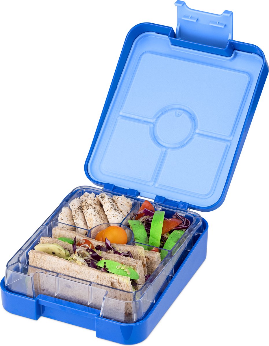 Navaris bento box - Lunchbox met 4 compartimenten - Broodtrommel met variabele vakjes - Voor lunch en tussendoortjes op werk - Donkerblauw