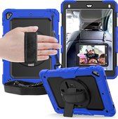 Geschikt Voor: iPad 2017 / 2018 / Pro 9.7 / Air 1 / Air 2 Tablet Kids case - Armor Case - Schermbeschermer - ShockProof - Handstrap - met Schouderband - Zwart / Blauw - ZT Accessoi