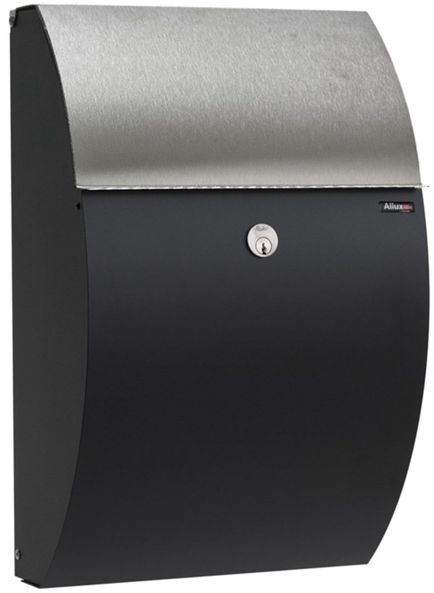 Allux Brievenbus 7000 zwart/rvs klep
