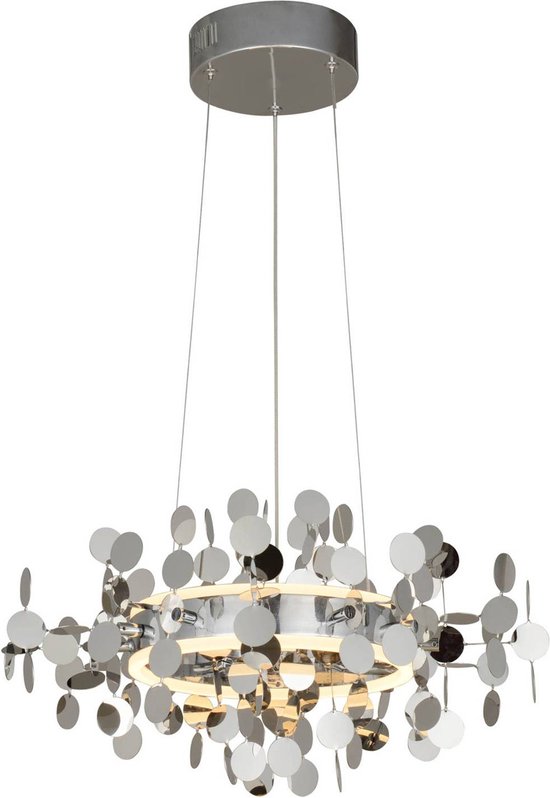 Lucande - hanglamp- met dimmer - 1licht - ijzer, aluminium, kunststof - H: 24 cm - chroom - Inclusief lichtbron