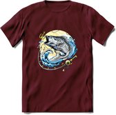 Vissen T-Shirt | Grappig Verjaardag Vis Hobby Cadeau Shirt | Dames - Heren - Unisex | Tshirt Hengelsport Kleding Kado - Burgundy - S