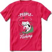 Cool People Do Fishing - Vissen T-Shirt | Groen | Grappig Verjaardag Vis Hobby Cadeau Shirt | Dames - Heren - Unisex | Tshirt Hengelsport Kleding Kado - Roze - M