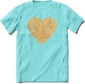 Valentijn Goud Hart T-Shirt | Grappig Valentijnsdag Cadeautje voor Hem en Haar | Dames - Heren - Unisex | Kleding Cadeau | - Licht Blauw - XXL