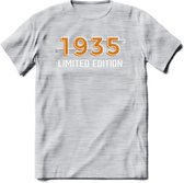 1935 Limited Edition T-Shirt | Goud - Zilver | Grappig Verjaardag en Feest Cadeau Shirt | Dames - Heren - Unisex | Tshirt Kleding Kado | - Licht Grijs - Gemaleerd - M