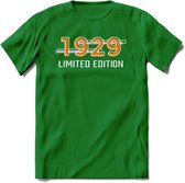 1929 Limited Edition T-Shirt | Goud - Zilver | Grappig Verjaardag en Feest Cadeau Shirt | Dames - Heren - Unisex | Tshirt Kleding Kado | - Donker Groen - L