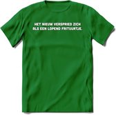 Het Nieuws Verspreid Zich... - Snack T-Shirt | Grappig Verjaardag Kleding Cadeau | Eten En Snoep Shirt | Dames - Heren - Unisex Tshirt | - Donker Groen - XL