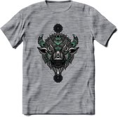 Bizon - Dieren Mandala T-Shirt | Aqua | Grappig Verjaardag Zentangle Dierenkop Cadeau Shirt | Dames - Heren - Unisex | Wildlife Tshirt Kleding Kado | - Donker Grijs - Gemaleerd - L