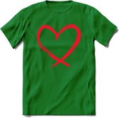 Valentijn Hart T-Shirt | Grappig Valentijnsdag Cadeautje voor Hem en Haar | Dames - Heren - Unisex | Kleding Cadeau | - Donker Groen - XXL