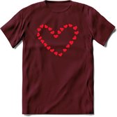 Valentijn Hart T-Shirt | Grappig Valentijnsdag Cadeautje voor Hem en Haar | Dames - Heren - Unisex | Kleding Cadeau | - Burgundy - XXL