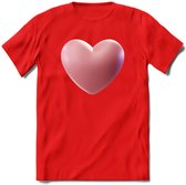 Valentijn Hart T-Shirt | Grappig Valentijnsdag Cadeautje voor Hem en Haar | Dames - Heren - Unisex | Kleding Cadeau | - Rood - L