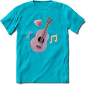 Valentijn muziek T-Shirt | Grappig gitaar Valentijnsdag Cadeautje voor Hem en Haar | Dames - Heren - Unisex | Kleding Cadeau | - Blauw - XL