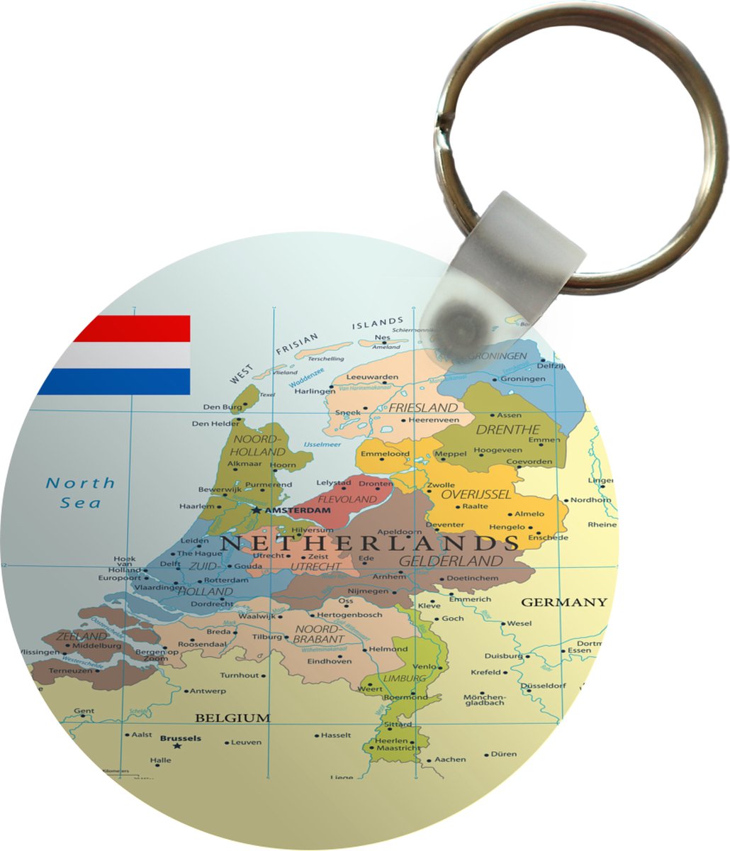 Sleutelhanger - Nederland - Kaart - Vlag - Plastic - Rond -  Uitdeelcadeautjes | bol.com
