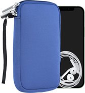 kwmobile Tasje voor smartphones L - 6,5" - Insteekhoesje van neopreen in azuurblauw - Maat: 16,5 x 8,9 cm