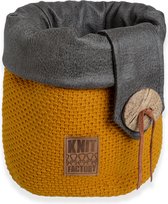 Knit Factory Lynn Gebreide Mand - Opbergmand - Plantenmand - Oker - 35 cm