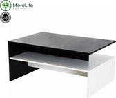 MoreLife Salontafel - Salon tafel met 2 niveaus - Woonkamer Tafel - Bijzettafel - Zwart/Wit salontafel - Mooie Salontafel