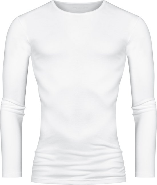 Mey Casual Cotton long sleeved shirt (1-pack) - heren T-shirt O-hals lange mouw - wit - Maat: S