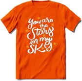 You Are The Stars In My Sky - Valentijn T-Shirt | Grappig Valentijnsdag Cadeautje voor Hem en Haar | Dames - Heren - Unisex | Kleding Cadeau | - Oranje - M