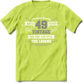 49 Jaar Legend T-Shirt | Zilver - Wit | Grappig Verjaardag en Feest Cadeau | Dames - Heren - Unisex | Kleding Kado | - Groen - L