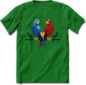 Lovebirds - Valentijn T-Shirt | Grappig Valentijnsdag Cadeautje voor Hem en Haar | Dames - Heren - Unisex | Kleding Cadeau | - Donker Groen - L
