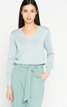 LOLALIZA Trui met V-hals - Turquoise - Maat L