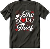 The Love Thief - Valentijn T-Shirt | Grappig Valentijnsdag Cadeautje voor Hem en Haar | Dames - Heren - Unisex | Kleding Cadeau | - Donker Grijs - M