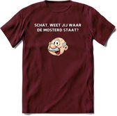 Weet jij waar de mosterd staat T-Shirt | Grappig Abraham 50 Jaar Verjaardag Kleding Cadeau | Dames – Heren - Burgundy - M