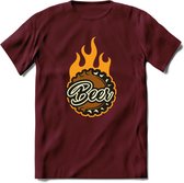 Bierdopje T-Shirt | Bier Kleding | Feest | Drank | Grappig Verjaardag Cadeau | - Burgundy - XL