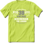 38 Jaar Legend T-Shirt | Zilver - Wit | Grappig Verjaardag en Feest Cadeau | Dames - Heren - Unisex | Kleding Kado | - Groen - XL