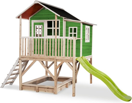 Maisonnette Enfant en Bois de Cèdre avec Toboggan Loft 750 (5