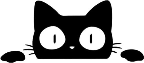 GoedeDoelen.Shop | (Auto) Sticker Kiekeboe Kat Zwart | Autosticker | Kattensticker | Poezensticker | Raamsticker | WC Sticker | Laptopsticker |  Scootersticker | Weerbestendig