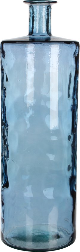 Mica Decorations Guan Fles Vaas - H75 x Ø25 cm - Gerecycled Glas - Blauw |  bol