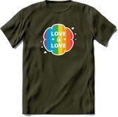 Love Is Love | Pride T-Shirt | Grappig LHBTIQ+ / LGBTQ / Gay / Homo / Lesbi Cadeau Shirt | Dames - Heren - Unisex | Tshirt Kleding Kado | - Leger Groen - XL