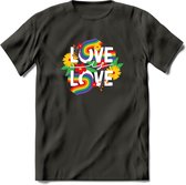 Love Is Love | Pride T-Shirt | Grappig LHBTIQ+ / LGBTQ / Gay / Homo / Lesbi Cadeau Shirt | Dames - Heren - Unisex | Tshirt Kleding Kado | - Donker Grijs - L