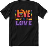 Love Is Love | Pride T-Shirt | Grappig LHBTIQ+ / LGBTQ / Gay / Homo / Lesbi Cadeau Shirt | Dames - Heren - Unisex | Tshirt Kleding Kado | - Zwart - M