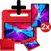 Kinderhoes Geschikt voor iPad Pro 2021 (11 inch) Hoes Kinder Hoesje Kids Case Cover Kidsproof Met 2x Screenprotector - Hoesje Geschikt voor iPad Pro 11 inch (2021) Hoesje Kinder Hoes - Rood