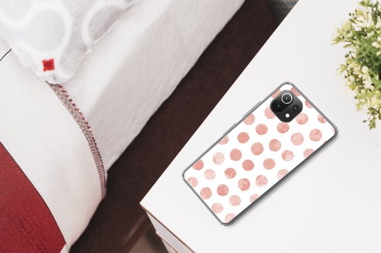 Coque Xiaomi Mi 11 Lite - Pois - Rose - Wit - Siliconen
