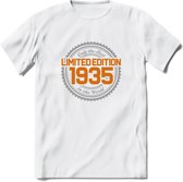 1935 Limited Edition Ring T-Shirt | Zilver - Goud | Grappig Verjaardag en Feest Cadeau Shirt | Dames - Heren - Unisex | Tshirt Kleding Kado | - Wit - L