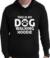 This is my dog walking hoodie Fun tekst hoodie / trui zwart voor heren - Fun tekst luie dag/chillen hooded sweater - Honden thema kleding 2XL